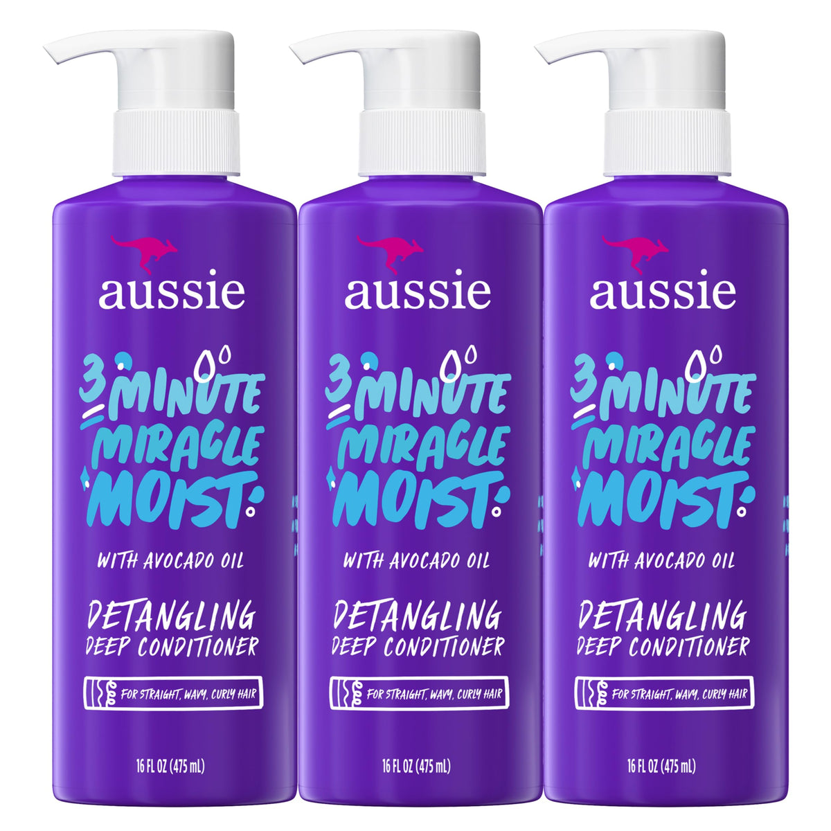 Aussie triple pack front packaging showing three bottles and value