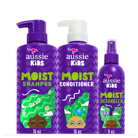 Aussie kids front packaging bundle showing three products and cheerful tropical design