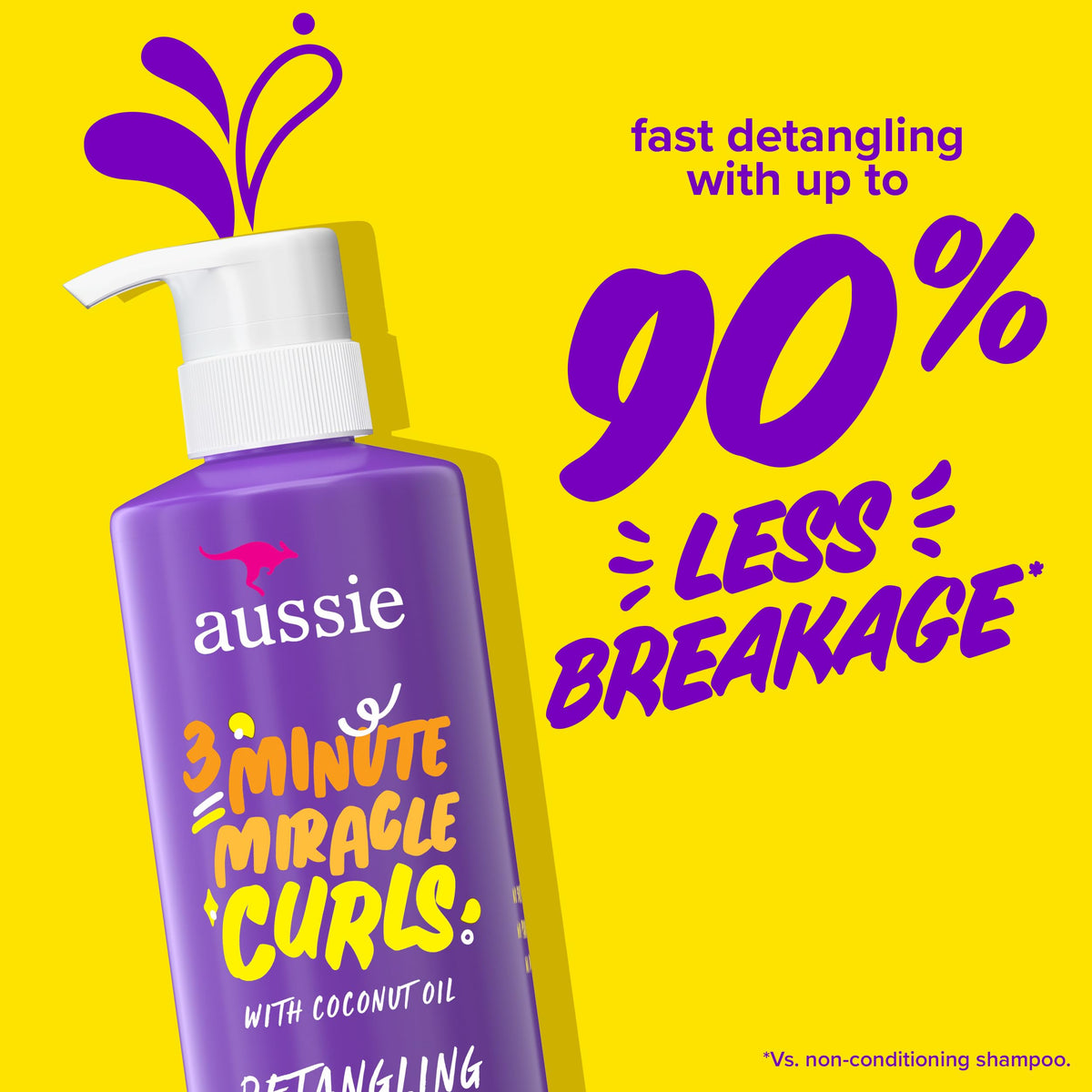 Aussie shampoo pump closeup demonstrating gentle cleansing action