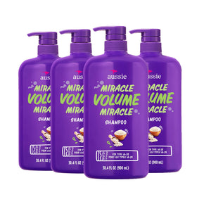 aussie front packaging showing large 30.4 oz bottle and uplifted hair benefit