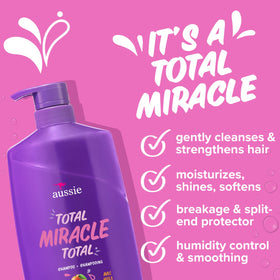 Aussie shampoo texture pouring, shows creamy lather for smooth hair