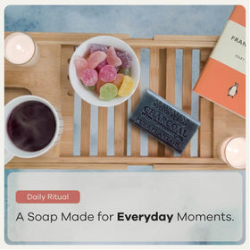 Australian Botanical soap on bathroom shelf styled to show everyday lifestyle use