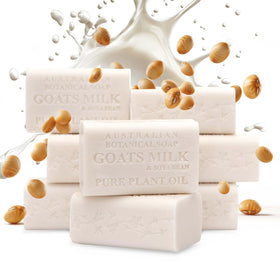 Australian Botanical front packaging showing eight soap bars and benefits
