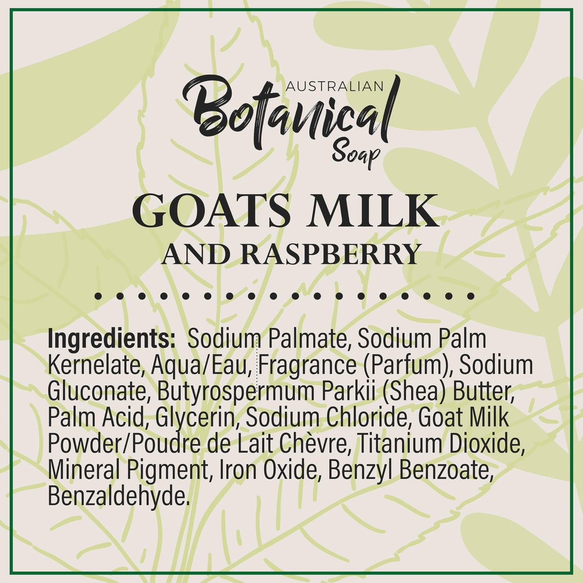 Australian Botanical label close-up highlighting fragrance and clean-ingredient claims