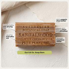 Australian Botanical Soap next to coin for size showing large-bar value