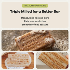 Australian Botanical Soap rich lather on hand illustrating cleansing benefit
