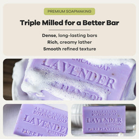 Australian Botanical Soap bar held in hand illustrating 6.6 oz scale and sturdy size