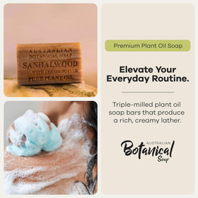 Australian Botanical Soap side profile of a single 6.6 oz bar highlighting firm shape and longevity
