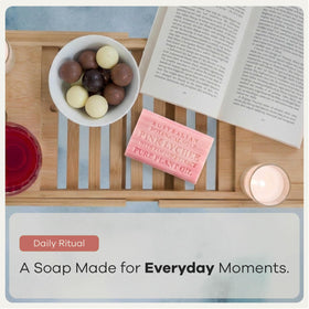 Australian Botanical Soap bars styled in bathroom to show everyday use and aesthetic appeal