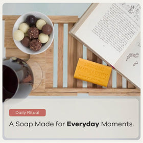 Australian Botanical Soap bar in bathroom setting illustrating everyday use benefit