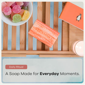 Australian Botanical Soap lifestyle bathroom scene portraying calming scent and daily use benefit
