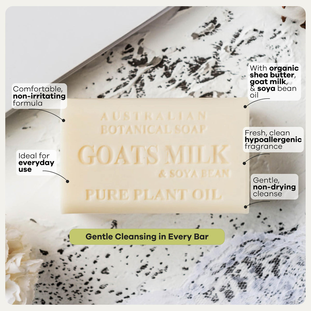 Australian Botanical Soap in bathroom scene suggesting everyday gentle use