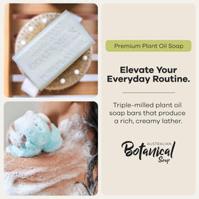 Australian Botanical Soap close-up texture of triple-milled bar highlighting dense lather
