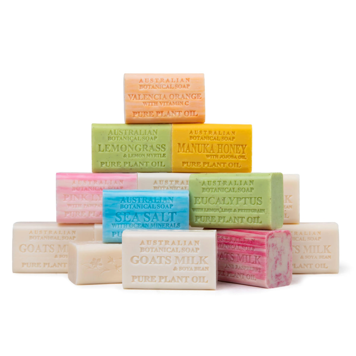 Australian Botanical Soap front packaging showing 16-bar set, convenient stocking