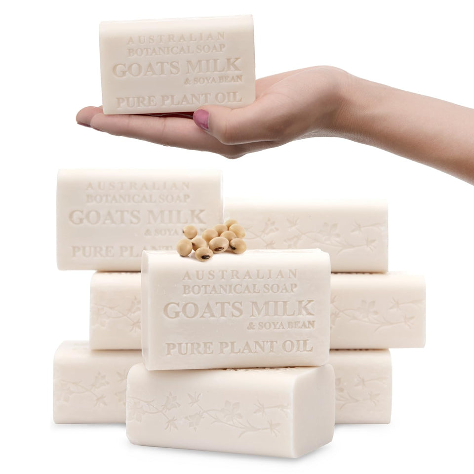 Australian Botanical Soap front packaging showing eight bars and benefits