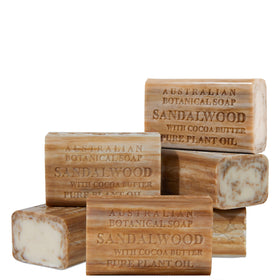 Australian Botanical Soap front packaging showing six bars and clear labeling benefit: reliable supply