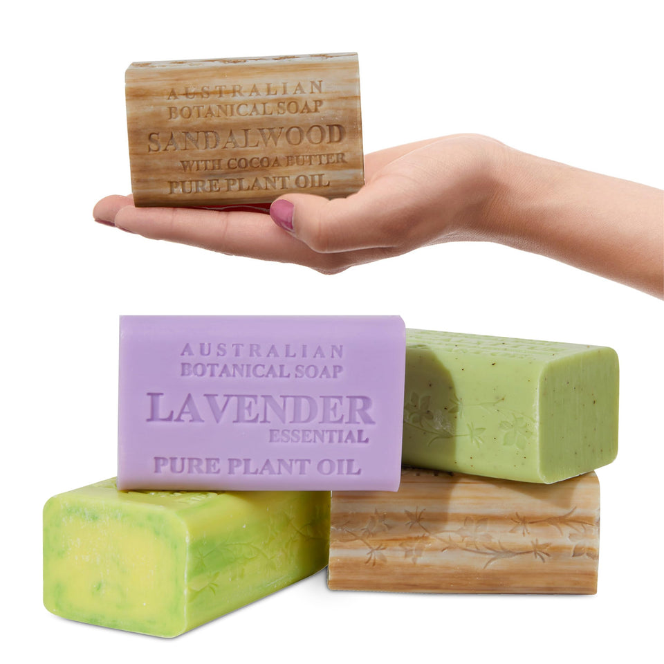 Australian Botanical Soap front packaging showing variety pack benefits