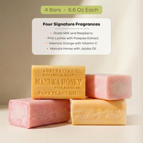 Australian Botanical Soap goats milk raspberry bar close-up showing creamy texture benefit