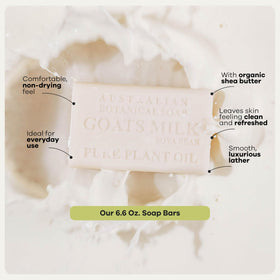 Australian Botanical Soap bar in hand for size and weight comparison benefit