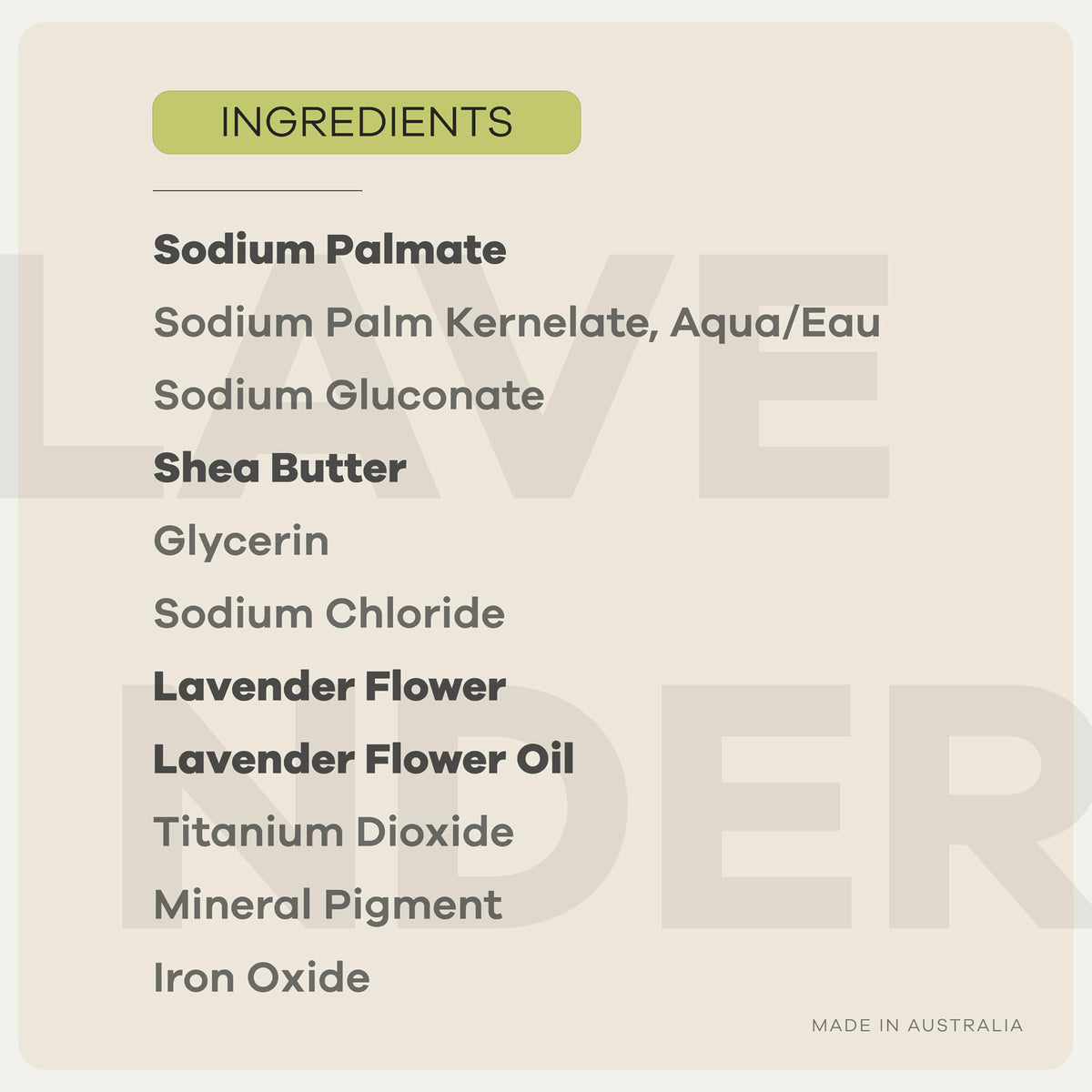 Australian Botanical Soap ingredients flatlay with shea butter and plant oils for quality