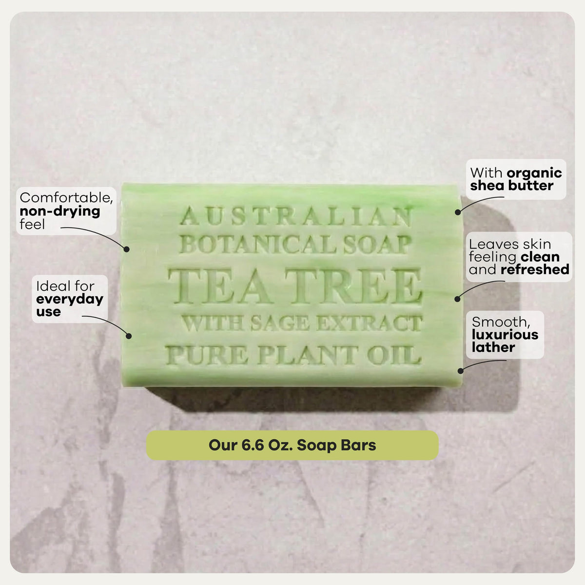 Australian Botanical Soap ingredients label photo showing shea butter and plant oils for ingredient transparency