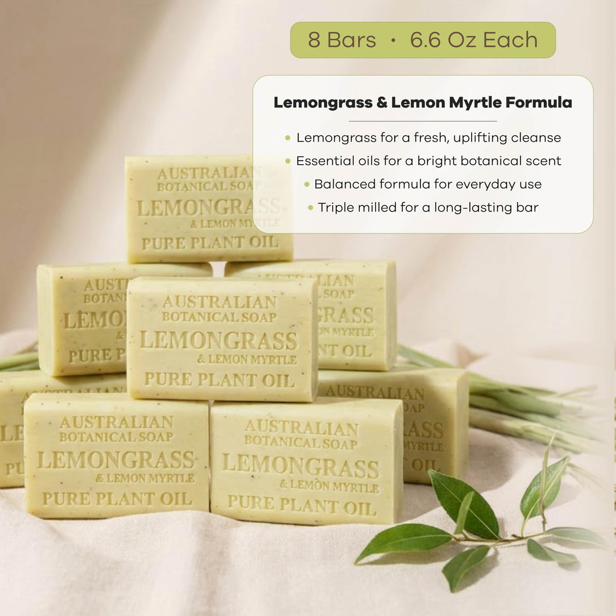 Australian Botanical Soap foamy lather in hand demonstrating rich cleansing foam and quick rinse benefit