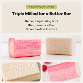 Australian Botanical Soap raspberry variant bar displayed for subtle fruity fragrance benefit