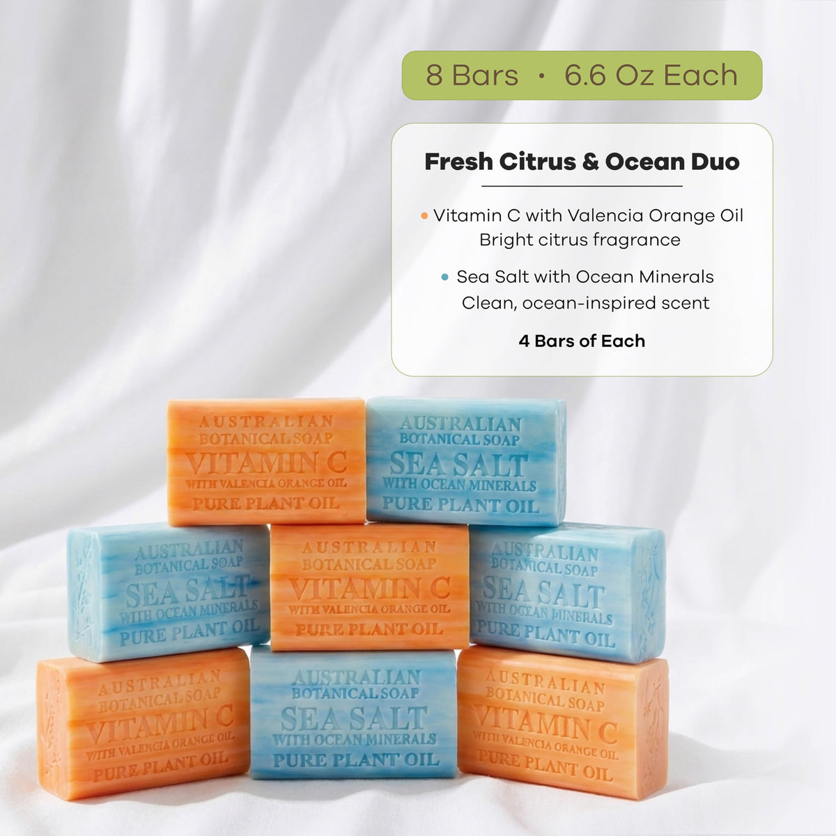 Australian Botanical Soap Sea Salt bar close-up showing mineral flecks and textured surface