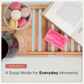 Australian Botanical Soap bar in hand to show 6.6 oz size and everyday convenience