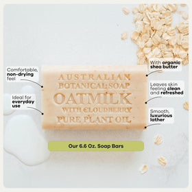 Australian Botanical Soap bar held in hand showing scale and long-lasting size