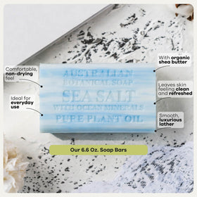 Australian Botanical Soap bar held in hand showing size and durable triple-milled weight