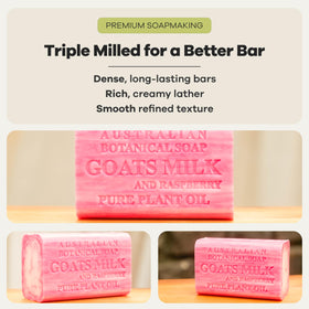 Australian Botanical soap held in hand showing 6.6 oz scale and durable size