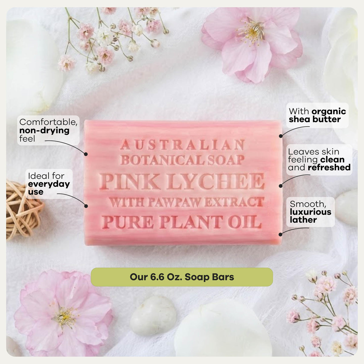 Australian Botanical Soap valencia orange bar creating rich lather for clean rinse benefit