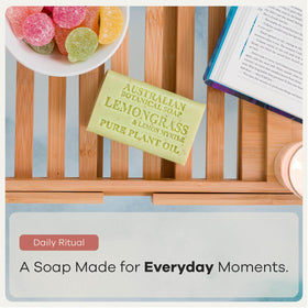 Australian Botanical Soap variety layout flatlay with all eight scents for easy selection