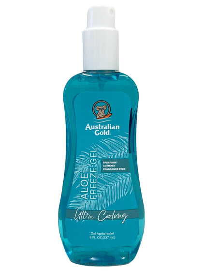 Australian Gold front packaging showing cooling aloe spray for quick relief