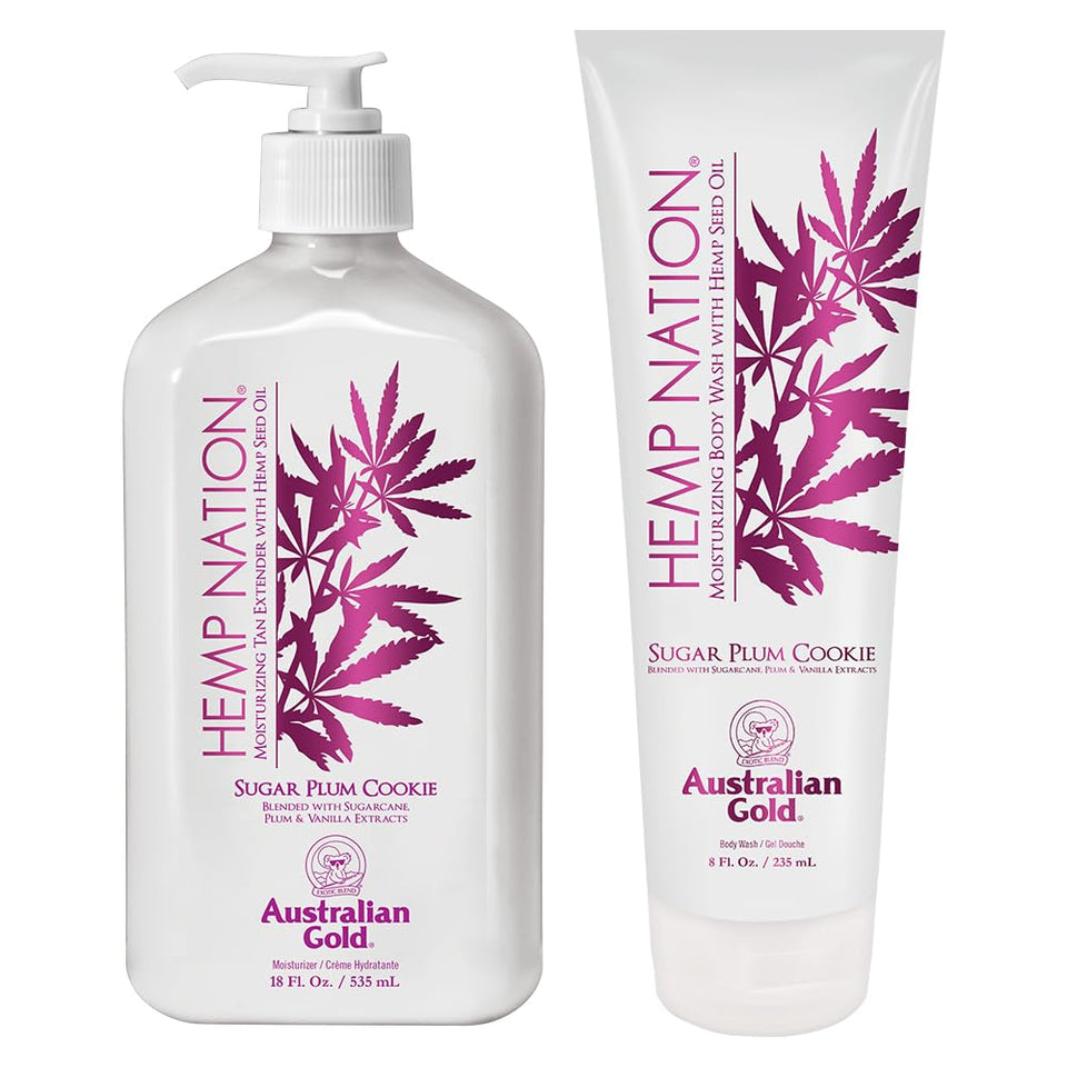 Australian Gold bundle front packaging showing both bottles and scent profile benefits