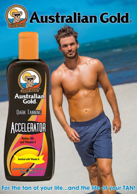 Australian Gold fragrance display of coconut orange vanilla suggesting tropical scent