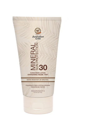 Australian Gold front packaging showing 5 fl oz bottle and SPF 30 benefit