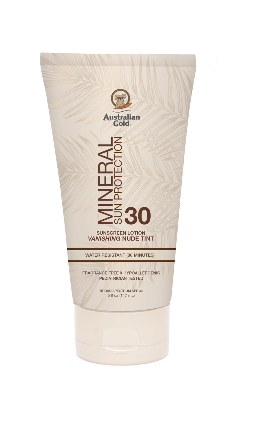 Australian Gold front packaging showing 5 fl oz bottle and SPF 30 benefit