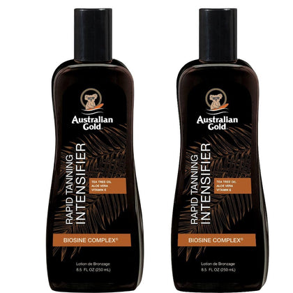 Australian Gold front packaging showing two 8.5 oz bottles and clear product branding for convenience
