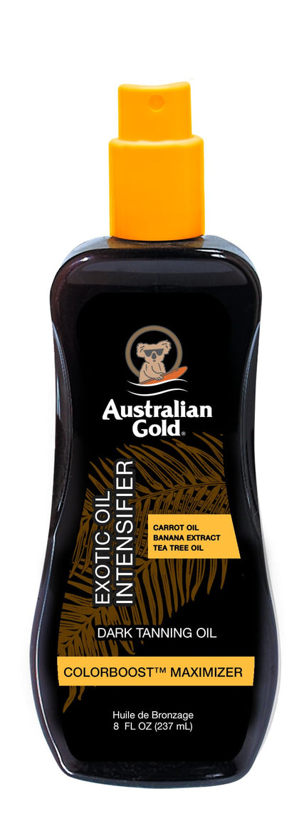 Australian Gold front packaging showing bottle and label benefit
