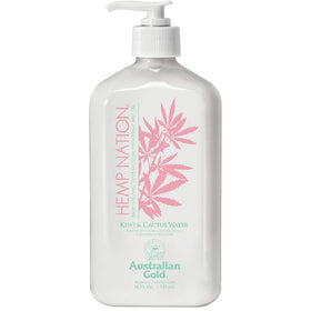 Australian Gold front packaging showing kiwi cactus scent and brown tan extender