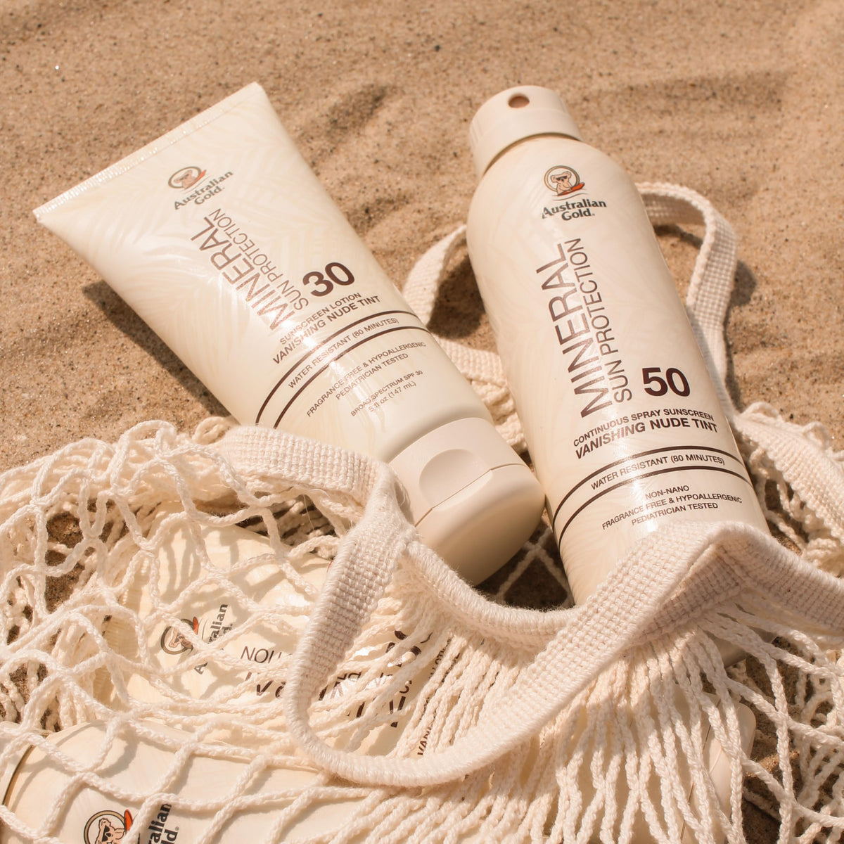Australian Gold mist application closeup demonstrating lightweight blendability