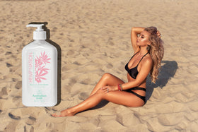 Australian Gold close-up texture of white moisturizing lotion for quick absorption