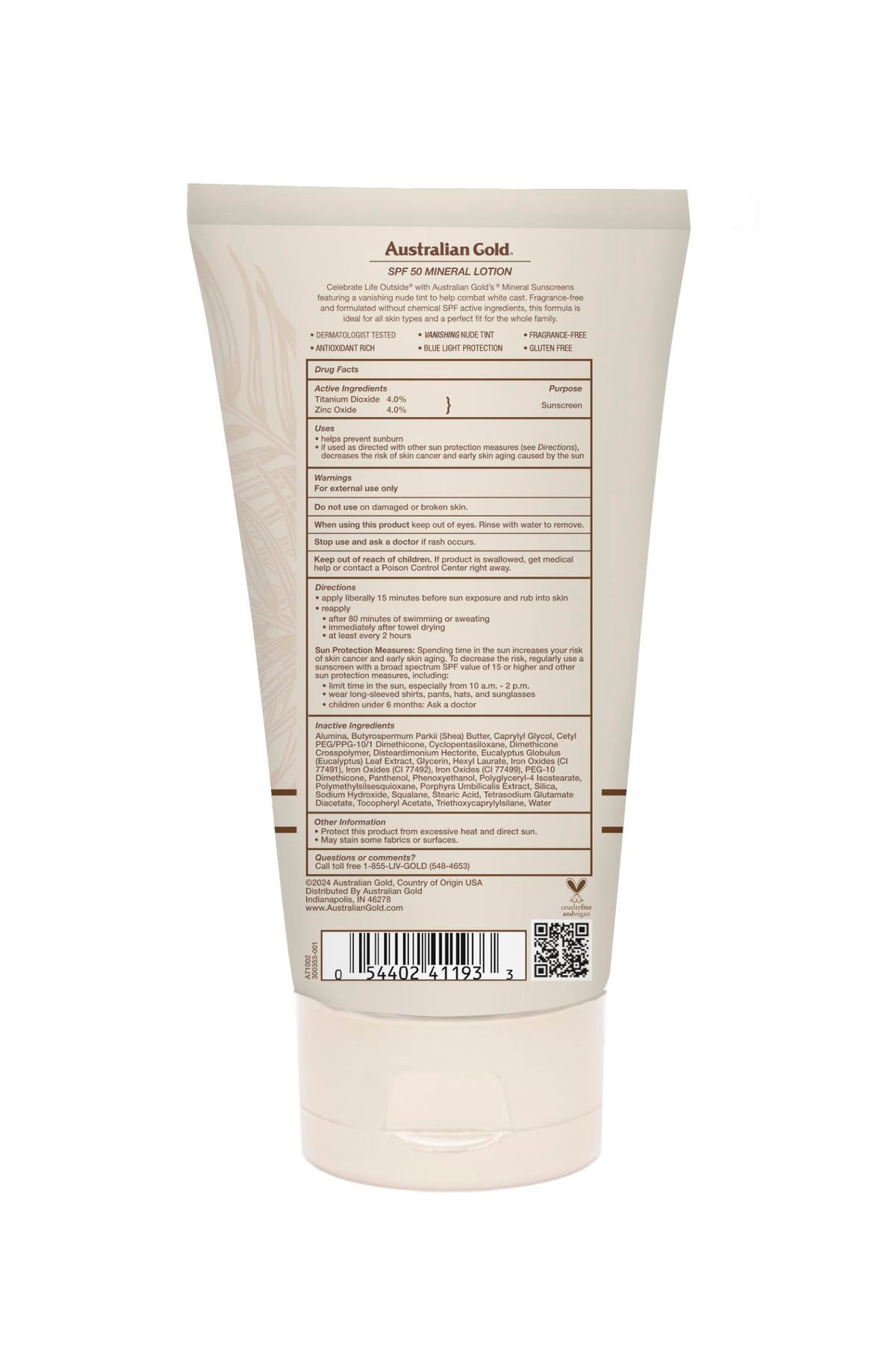 Australian Gold lotion texture close-up illustrating lightweight, blendable finish