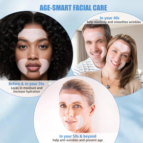 Auteek patch applied to forehead showing immediate smoothing benefit for photos