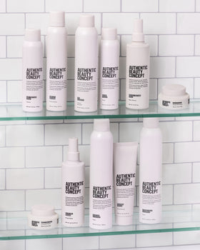 Authentic Beauty Concept label and ingredients panel highlighting vegan, silicone-free benefits