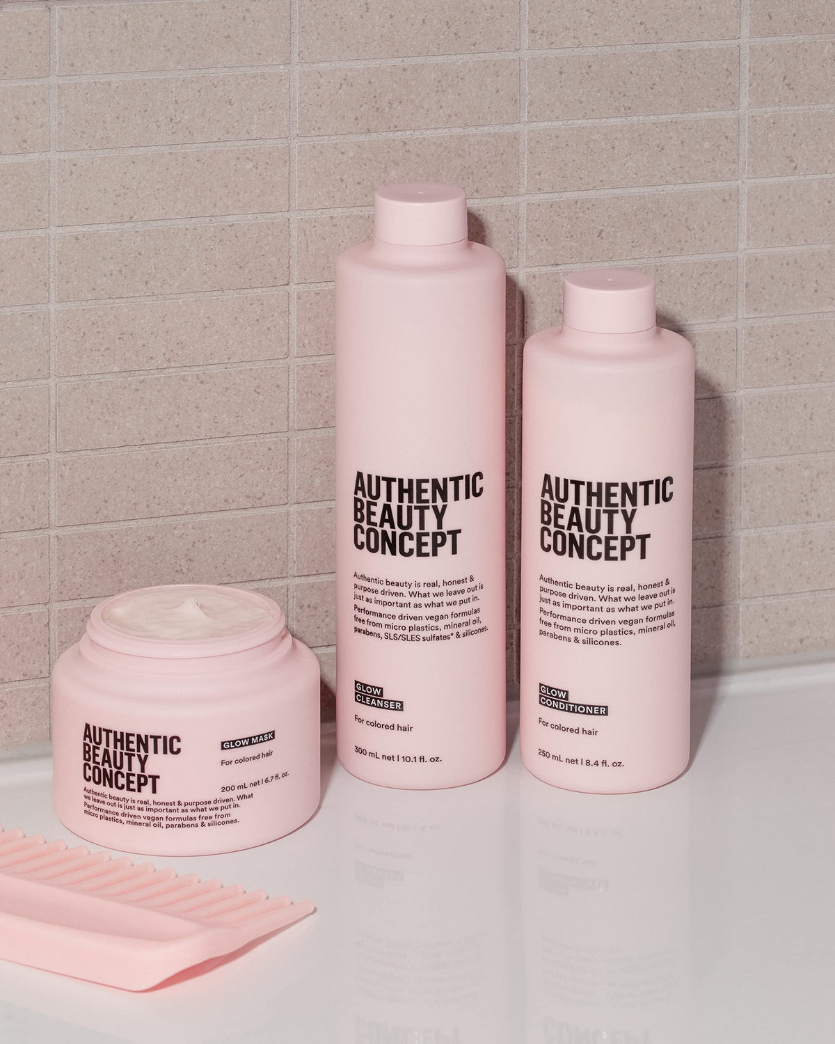 Authentic Beauty Concept before and after sleek shiny hair illustrating improved softness