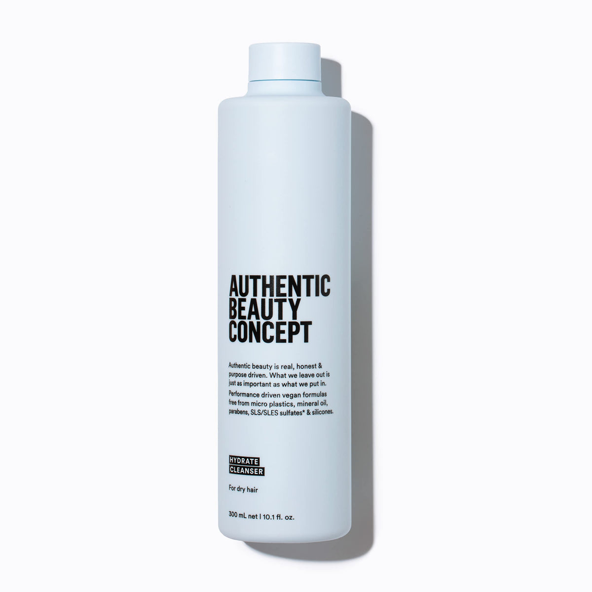 Authentic Beauty Concept front packaging showing hydrate cleanser bottle and branding for clear identification