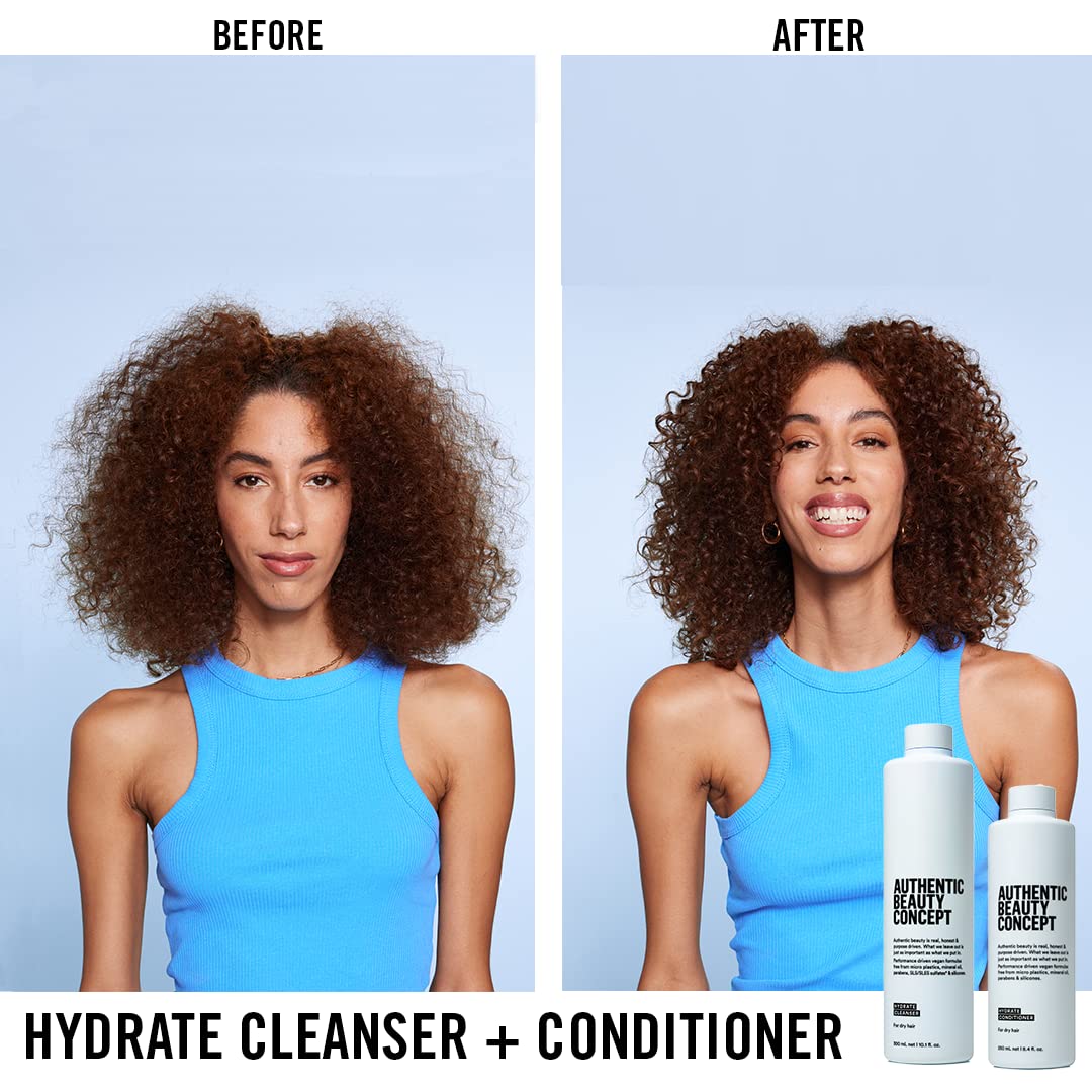 Authentic Beauty Concept application on wet hair showing even spread and easy detangling benefit
